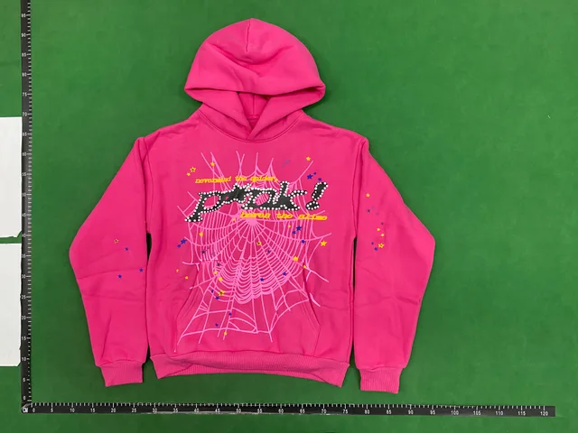 Pink printed hoodie — single-product front QC photo