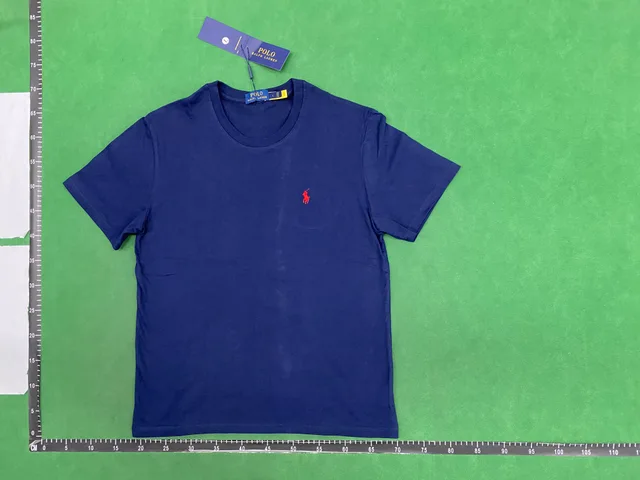 Blue polo shirt — single-product front QC photo