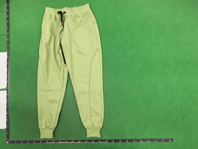 Lime drawstring trousers — single-product front QC photo