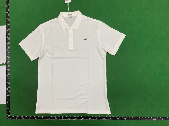 White short-sleeve polo — single-product front QC photo