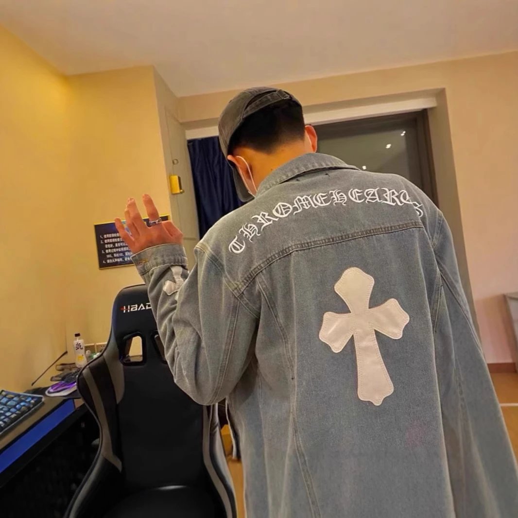 CH new style denim jacket with cross design on the back