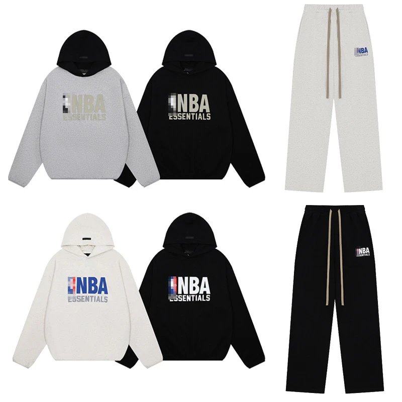 联名球队NBA立体硅胶加绒宽松连帽衫套装
