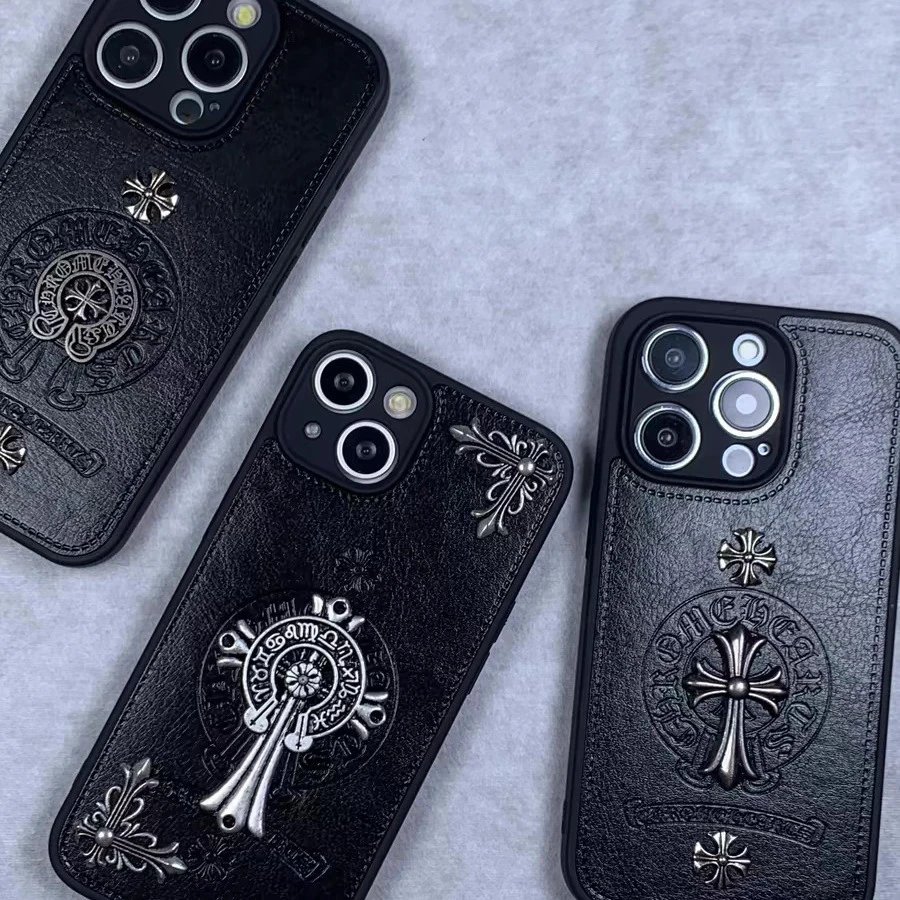 Chrome Hearts Trendy Metal Apple Phone Case